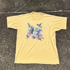 Vintage Yellow Flower Single Stitch T-shirt Size XL